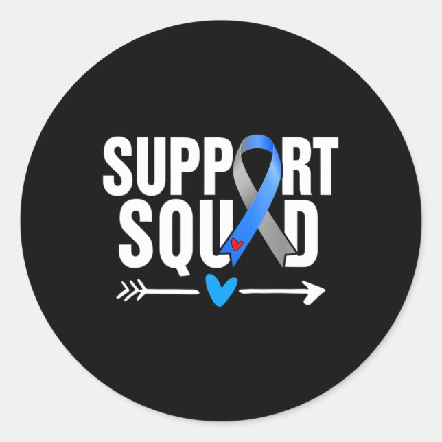 Unterstützung des Bewusstseins für Squad Gray Blue Runder Aufkleber (Vorderseite)