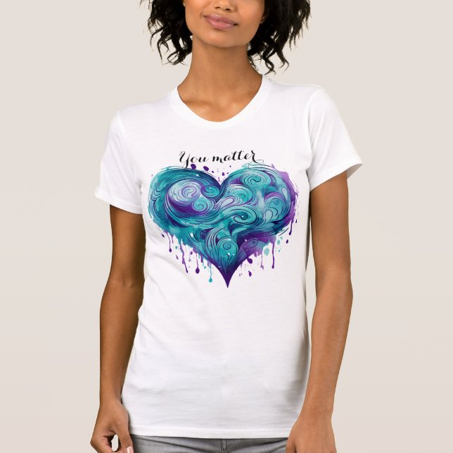UNTERSTÜTZUNG DES lila- UND TURQUOISISCHEN SUICIDE T-Shirt (Vorderseite)