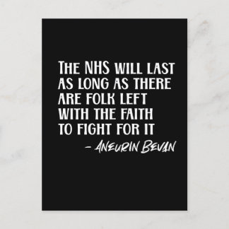 Unterstützung des NHS Aneurin Nye Bevan Proud des Postkarte