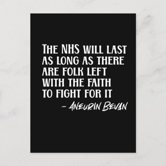 Unterstützung des NHS Aneurin Nye Bevan Proud des  Postkarte (Vorderseite)