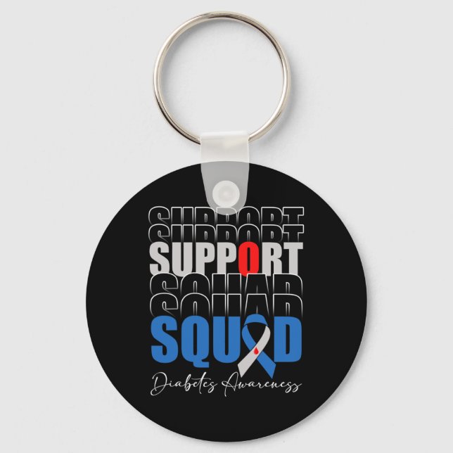 Unterstützung des Squad Blue Ribbon T1D Diabetes B Schlüsselanhänger (Vorderseite)