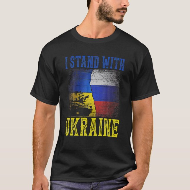 Unterstützung, die ich mit der Ukraine stehe Russi T-Shirt (Vorderseite)