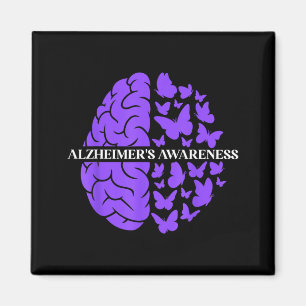 Unterstützung für Alzheimer-Bewusstsein Lila Gehir Magnet