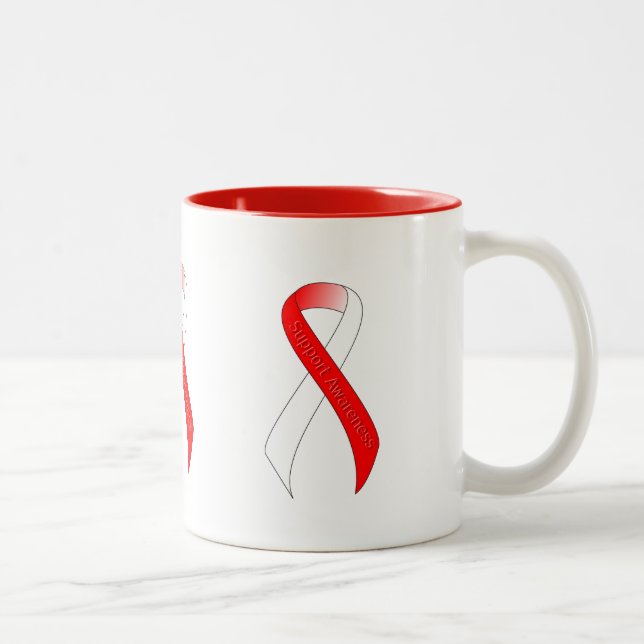 Unterstützung für rote und weiße Streifen Zweifarbige Tasse (Rechts)