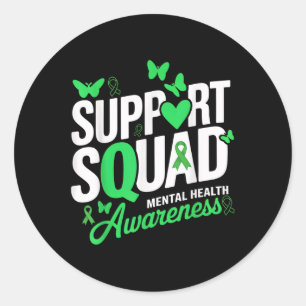Unterstützung für Squad Butterfly Green Ribbon Men Runder Aufkleber