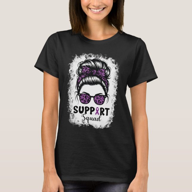 Unterstützung für Squad Messy Bun Lila Warrior T-Shirt (Vorderseite)