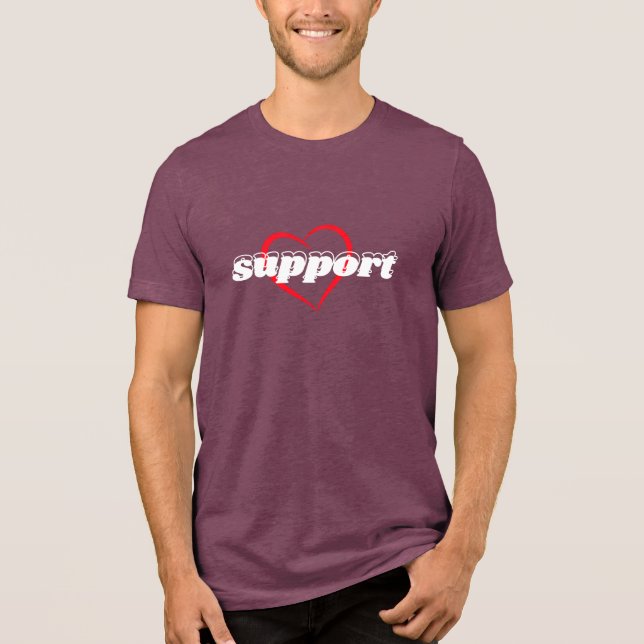 Unterstützung Herz Design – Rotes Liebessymbol mit Tri-Blend Shirt (Vorderseite)