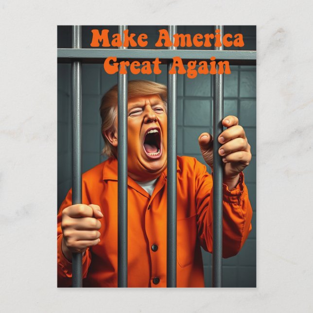 Unterstützung Kamala Walz Justiz Trump Funny Satir Postkarte (Vorderseite)