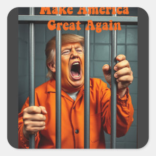 Unterstützung Kamala Walz Justiz Trump Funny Satir Quadratischer Aufkleber