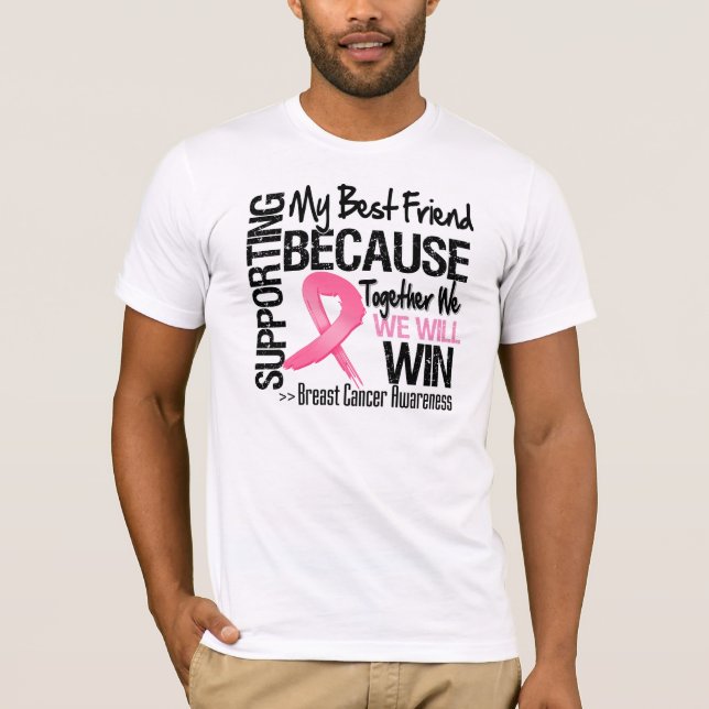 Unterstützung meinen besten Freund - Brustkrebs T-Shirt (Vorderseite)