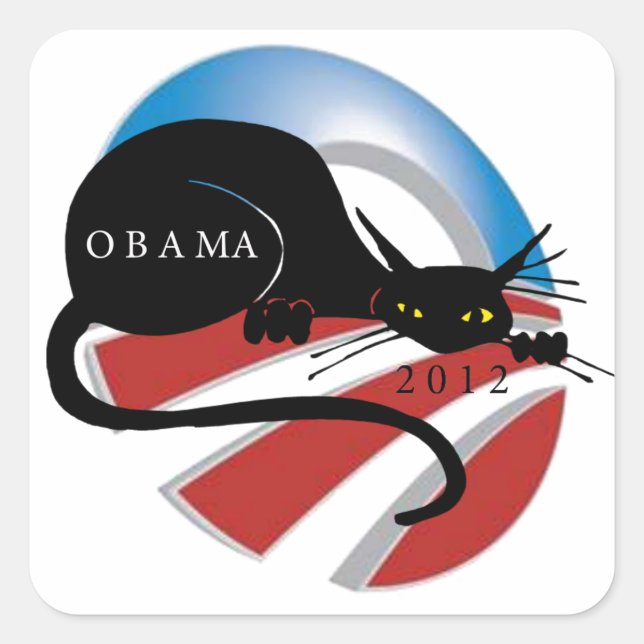 UNTERSTÜTZUNG OBAMA CAT-LOVERE QUADRATISCHER AUFKLEBER (Vorderseite)