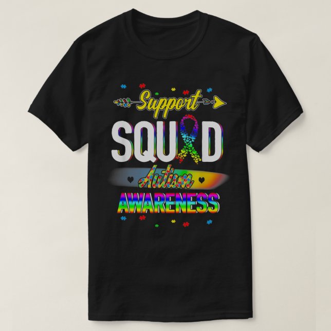 Unterstützung Squad Autismus Bewusstsein Puzzle St T-Shirt (Design vorne)