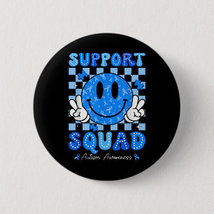 Unterstützung Squad Autismus Bewusstsein Smile Fac Button