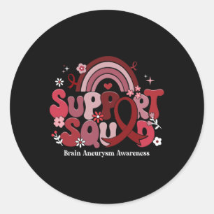 Unterstützung Squad Groovy Brain Aneurysm Awarenes Runder Aufkleber