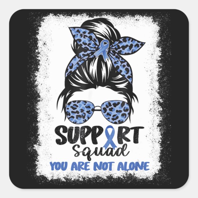 Unterstützung Squad Messy Bun Blue Warrior Ataxia  Quadratischer Aufkleber (Vorderseite)