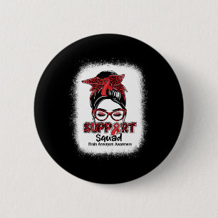 Unterstützung Squad Messy Bun Burgundy Ribbon Brai Button