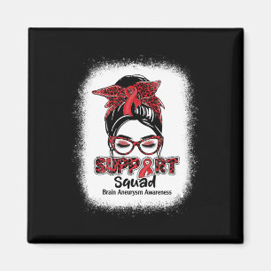 Unterstützung Squad Messy Bun Burgundy Ribbon Brai Magnet
