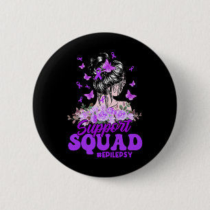 Unterstützung Squad Messy Bun Butterfly Lila Ribbo Button