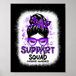 Unterstützung Squad Messy Bun Butterfly Lila Ribbo Poster