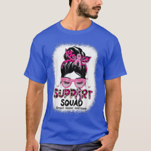 Unterstützung Squad Messy Bun Butterfly Pink Ribbo T-Shirt