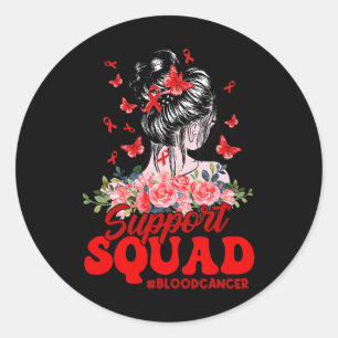 Unterstützung Squad Messy Bun Butterfly Red Ribbon Runder Aufkleber