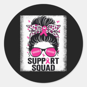 Unterstützung Squad Messy Bun Pink Breast Cancer A Runder Aufkleber