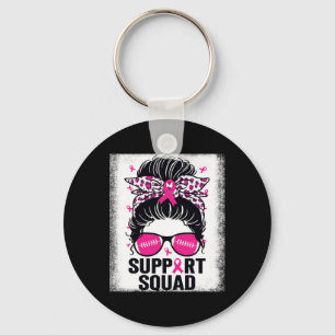 Unterstützung Squad Messy Bun Pink Breast Cancer A Schlüsselanhänger