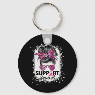 Unterstützung Squad Messy Bun Pink Breast Cancer A Schlüsselanhänger