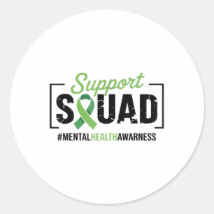 Unterstützung Squad Sunflower Hair Mental Health A Runder Aufkleber