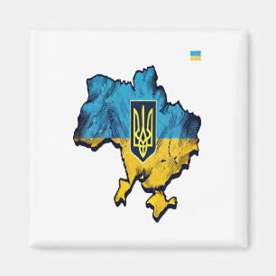 Unterstützung Ukraine - Freie Ukraine Karte mit Fl Magnet