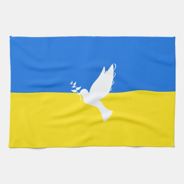 Unterstützung Ukraine Küchen Handtuch Frieden Taub (Horizontal)