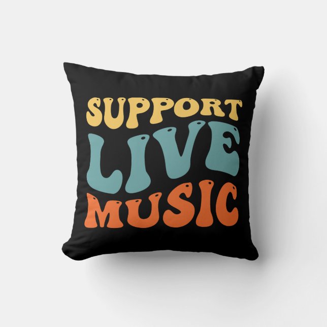 Unterstützung von Live Music - Retro Typografy Ban Kissen (Vorderseite)