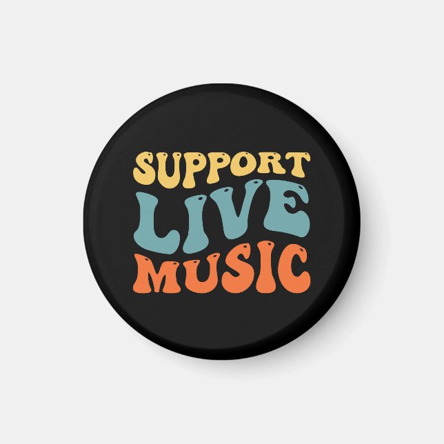 Unterstützung von Live Music - Retro Typografy Ban Magnet (Vorne)