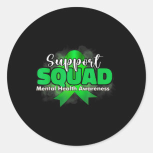 Unterstützung von Squad Mental Health Awareness Gr Runder Aufkleber