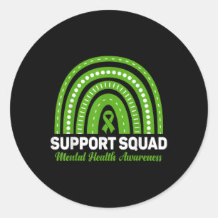 Unterstützung von Squad Mental Health Awareness Gr Runder Aufkleber