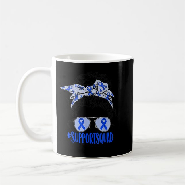 Unterstützung von Squad Messy Bun Blue Diabetes Aw Kaffeetasse (Links)