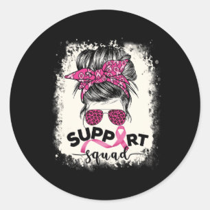 Unterstützung von Squad Messy Bun Breast Cancer Aw Runder Aufkleber