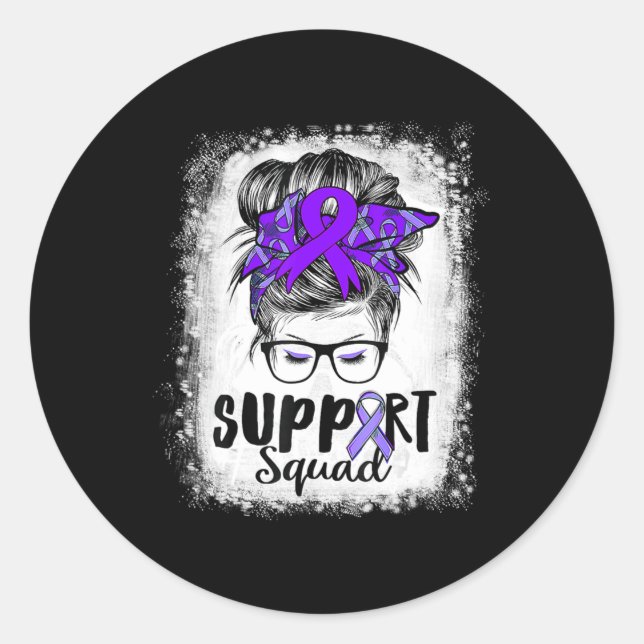 Unterstützung von Squad Messy Bun Lila Warriorepil Runder Aufkleber (Vorderseite)