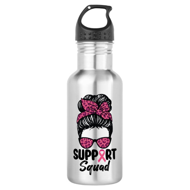 Unterstützung von Squad Messy Bun Pink Krieger Bru Edelstahlflasche (Vorderseite)