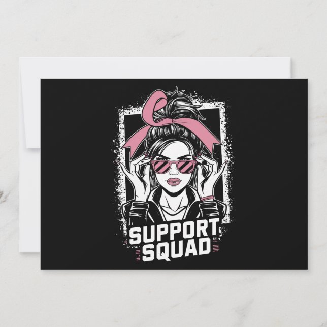 Unterstützung von Squad Messy Bun Pink Krieger Bru Einladung (Vorderseite)