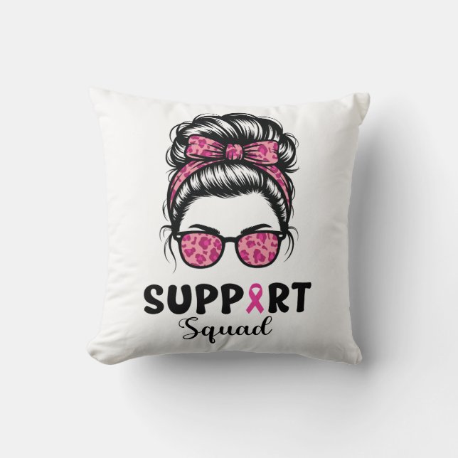 Unterstützung von Squad Messy Bun Pink Krieger Bru Kissen (Vorderseite)