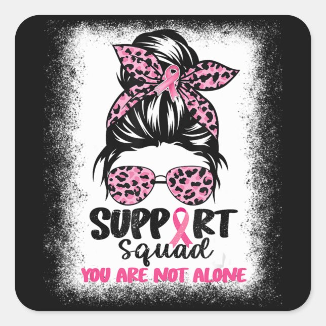Unterstützung von Squad Messy Bun Pink Krieger Bru Quadratischer Aufkleber (Vorderseite)