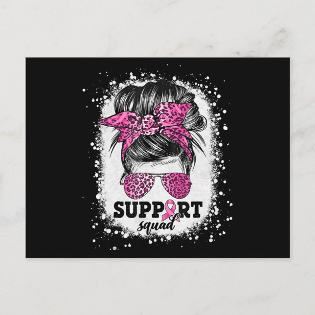 Unterstützung von Squad Messy Bun Pink Ribbon Brus Postkarte (Vorderseite)