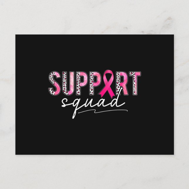 Unterstützung von Squad Pink Leopard Ribbon Breast Postkarte (Vorderseite)