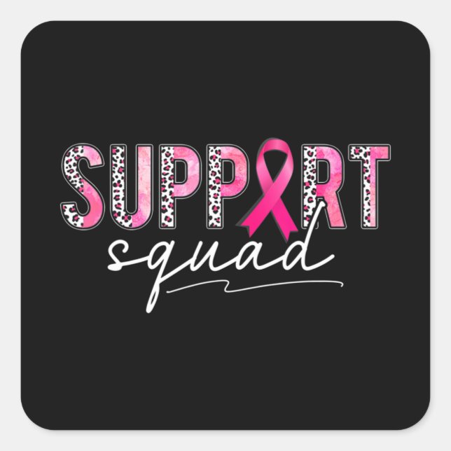Unterstützung von Squad Pink Leopard Ribbon Breast Quadratischer Aufkleber (Vorderseite)