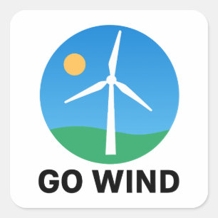 Unterstützung von Windenergie - Pro Clean Wind Pow Quadratischer Aufkleber
