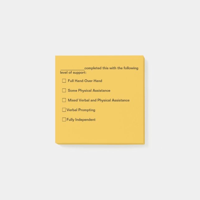 Unterstützungsstufe Post-it Klebezettel (Vorderseite)