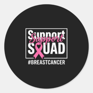Unterstützungsteam Brustkrebsbewusstsein rosa Band Runder Aufkleber