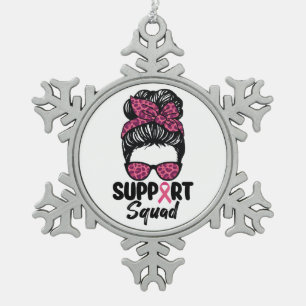 Unterstützungsteam Unordentlicher Knoten Rosa Krie Schneeflocken Zinn-Ornament