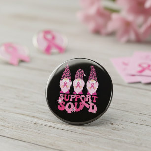 Unterstützungstrupp Pink Ribbon Brustkrebs-Gnome Button